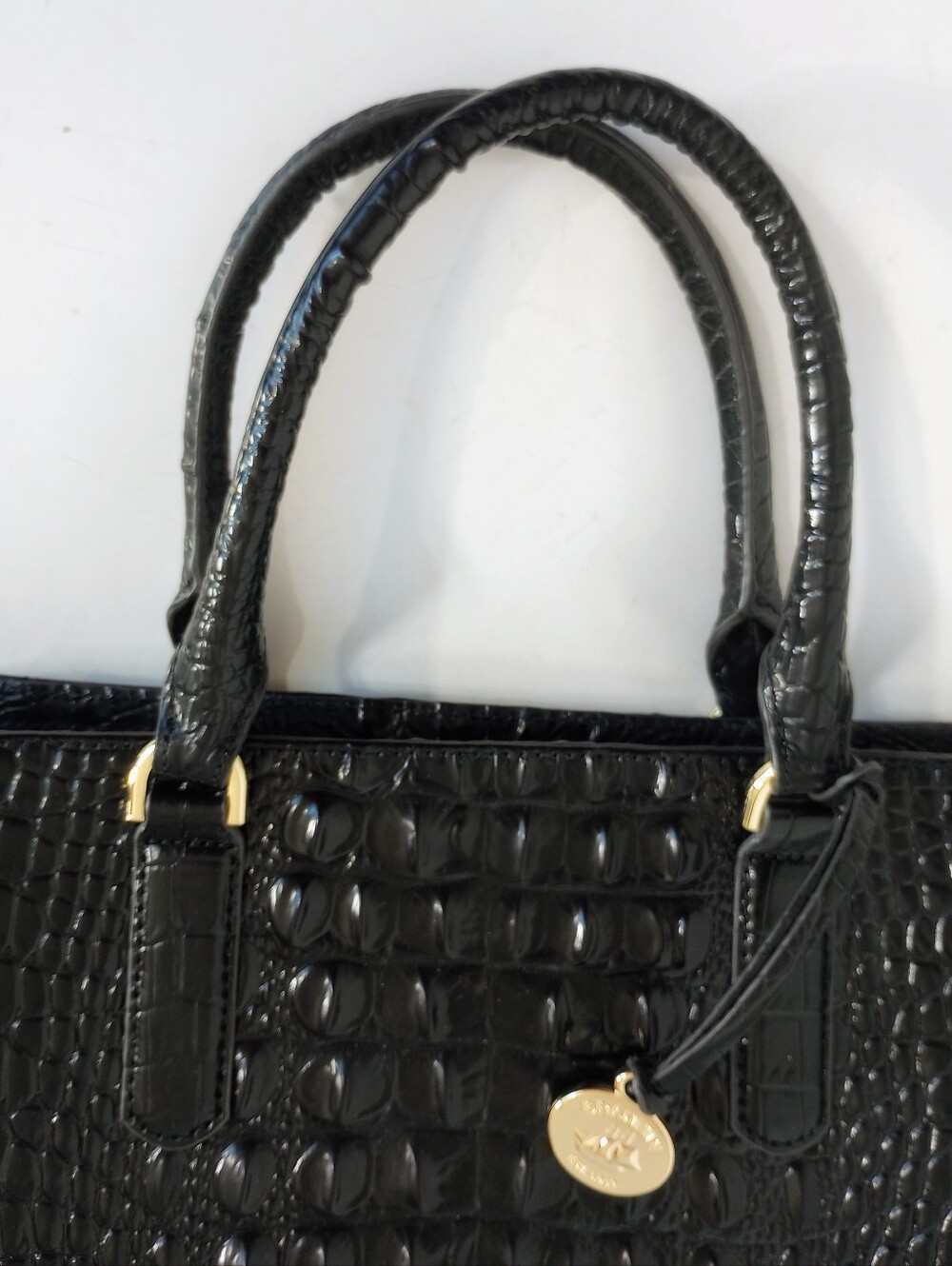 NEW Brahmin Small Ashlee Black Melbourne Croc Embossed Leather Crossbody Satchel - Picture 4 of 14